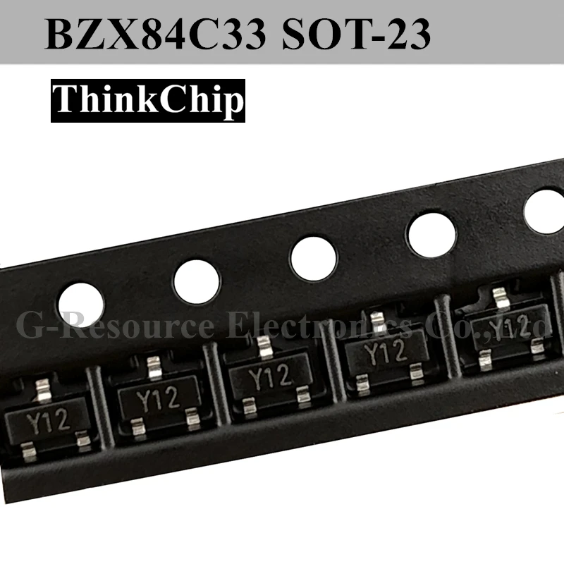 

(100 шт.) BZX84C33 SOT-23 BZX84 33 в S0T23 SMD стабилизированный диод напряжения 33 в (маркировка Y12)