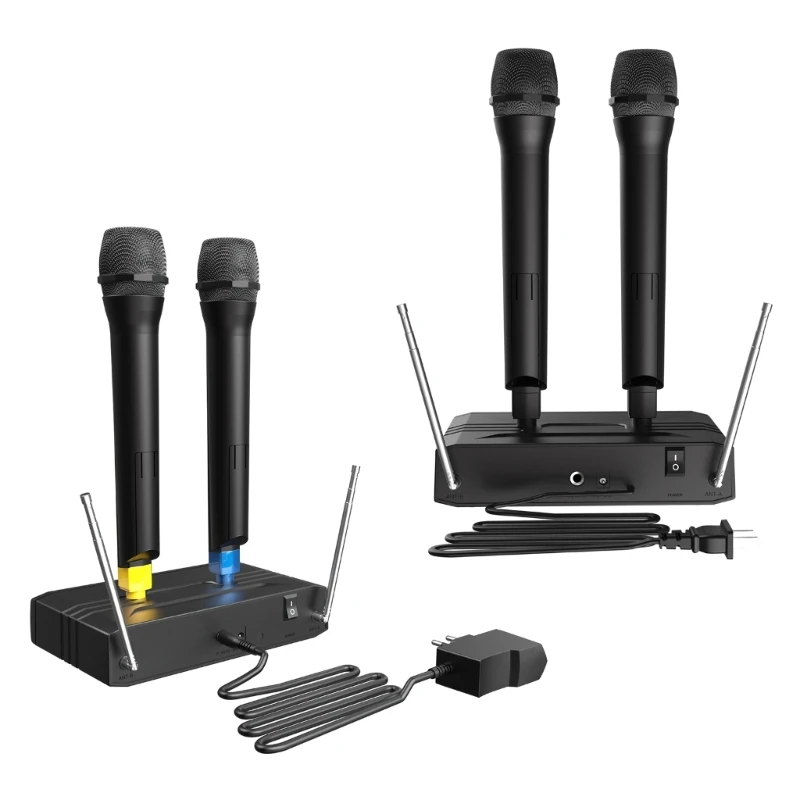 

Беспроводной Динамический микрофон, профессиональный ручной двухканальный автоматический микрофон HXBE с регулируемой частотой