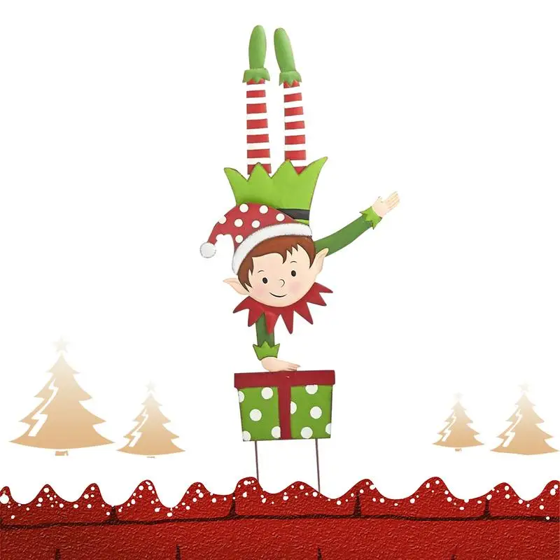 

Christmas Elf Garden Stake Metal Gnome Yard Stake Elf Ornament Yard Signs Decor Garden Yard Stake For Outdoor Holiday Yard Decor