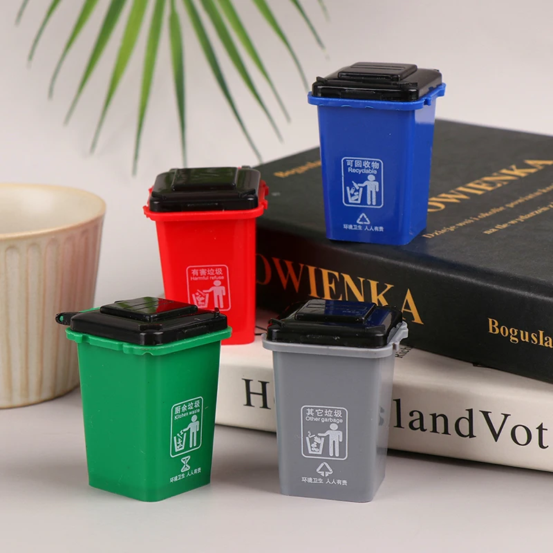 

1:12 Dollhouse Decor Toys MiniTrash Can Model / Mini Waste Bin / Pen Organizer Home Storage Can Plastic Rolling Trash Bin