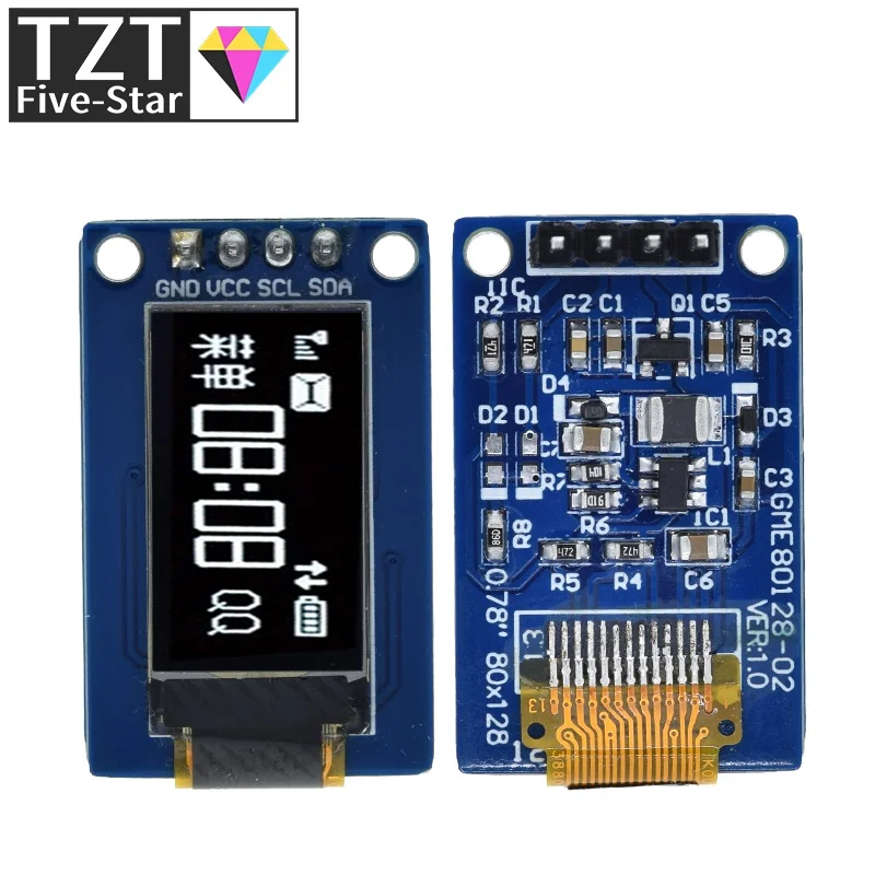 Модуль ЖК-дисплея TZT с OLED-дисплеем 0 78 дюйма разрешение 78*80 интерфейс SPI драйвер SH1107
