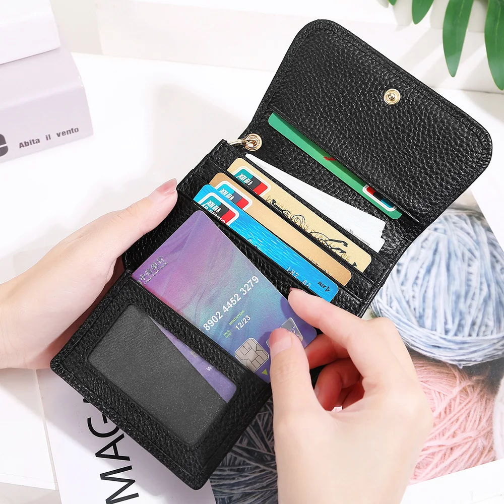 Rfid Leather Ladies Wallet Short 2022 New Hot Sale Cowhide Small Card Bag Zipper Small Coin Purse