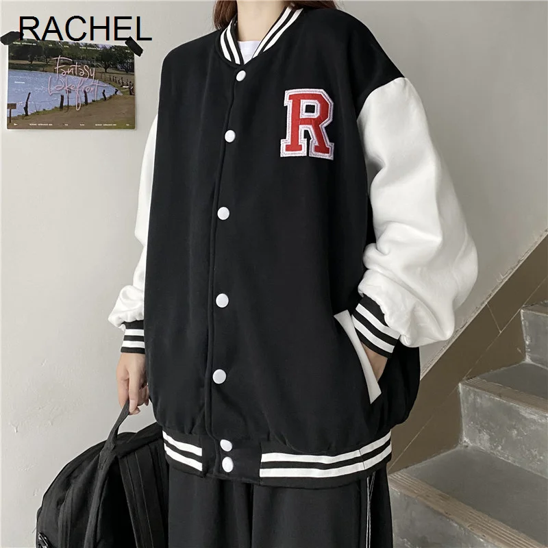 

Oversize Jacket Women's Spring and Autumn Loose Fashion Ins Idle Style BF Vintage Sport Cardigan Baseball Uniform