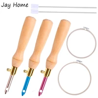 3pcsset embroidery punch needle embroidery pen cross stitch hoop punch needle tool kit for embroidery floss cross stitching