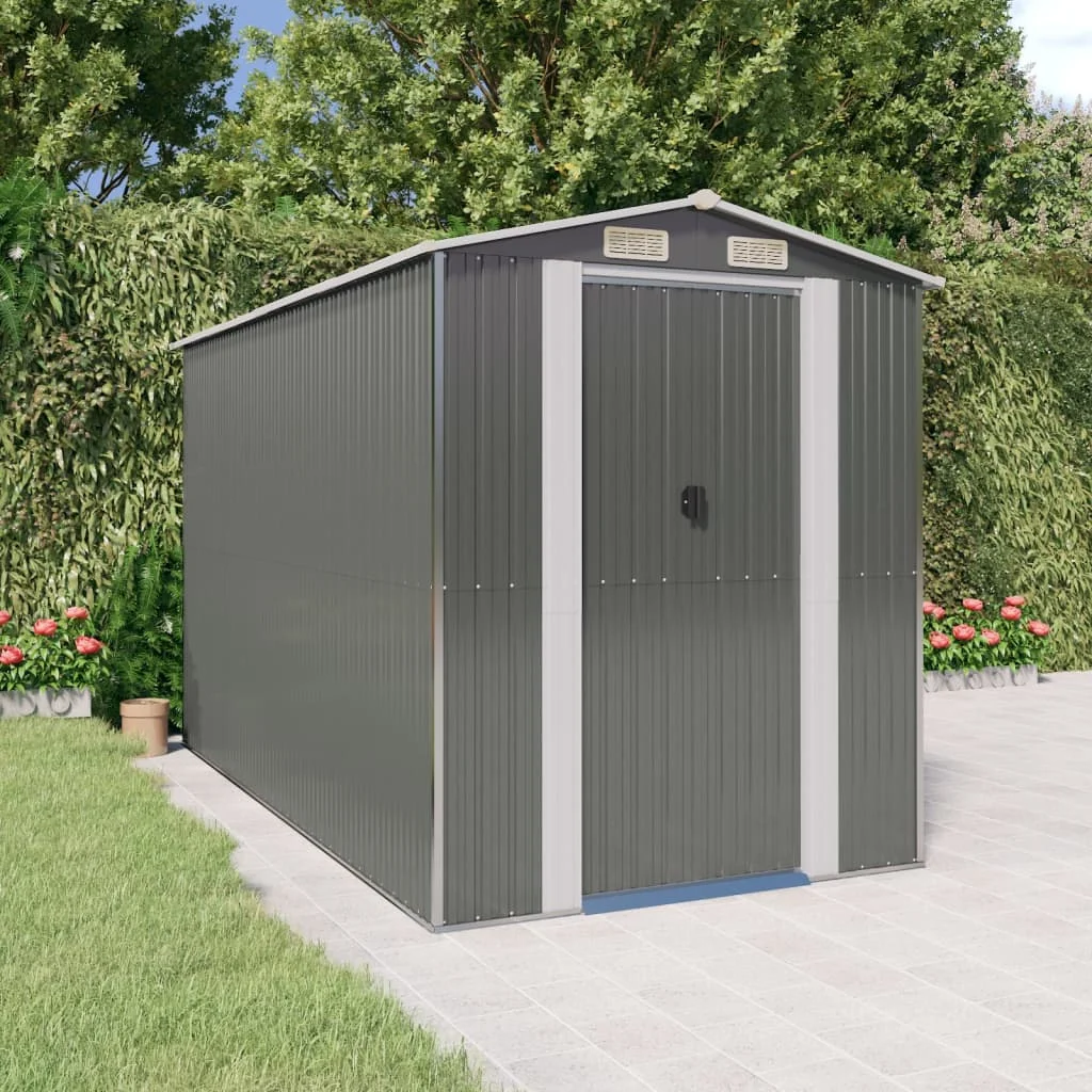 

Garden Shed, Garden Decoration, Light Grey 192x357x223 cm, Galvanised Steel