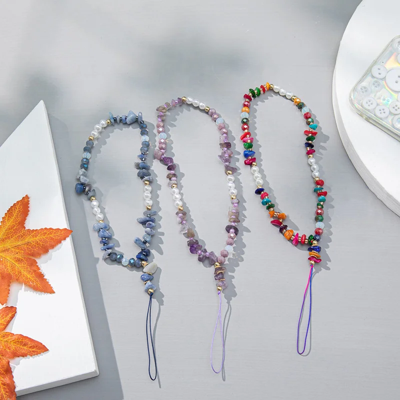 Fashion Stone Pearl Beads Mobile Phone Chain Ladies Girl Anti-Lost Lanyard Lanyard Pendant Jewelry Keychain