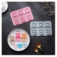 6 hole bear silicone cake mold mousse quick release chocolate mould pudding jelly kitchen handmade baking tools