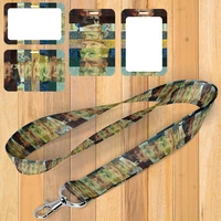 a0957 vangogh oil painting art neck straps lanyards for keys pass gym phone usb diy badge holder with card cover