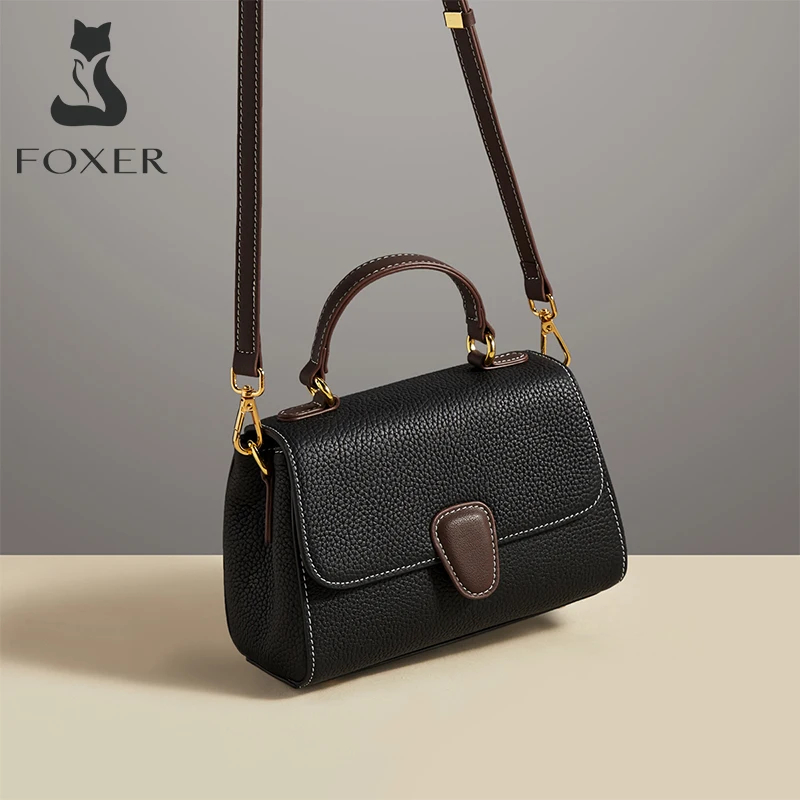 FOXER Business Lady Elegant Genuine Leather Handbag Large Capacity Commuter Tote For Women's Top Quality Shoulder Crossbody Bags