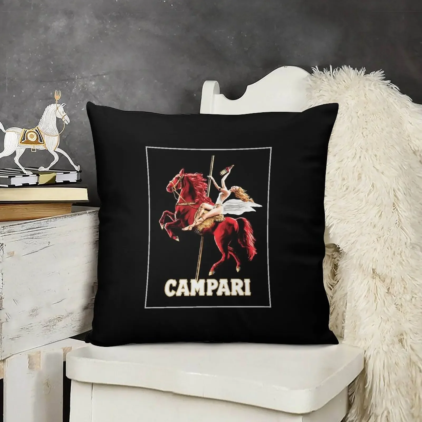 Винтажная подушка Campari Wine and Liquor Spirits Red Horse с художественным принтом роскошная