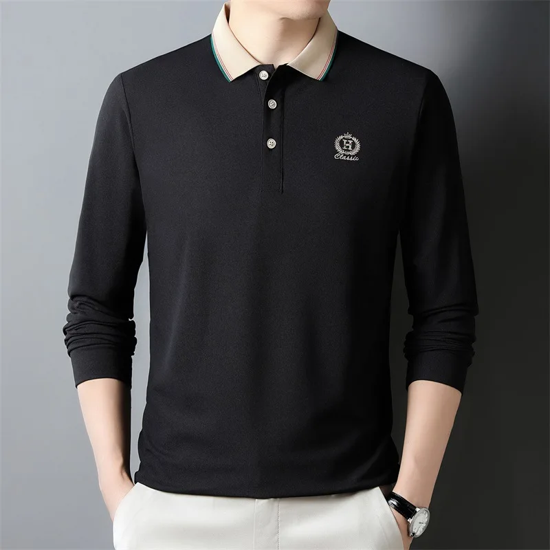 

Мужская Повседневная рубашка-поло с отложным воротником и длинным рукавом