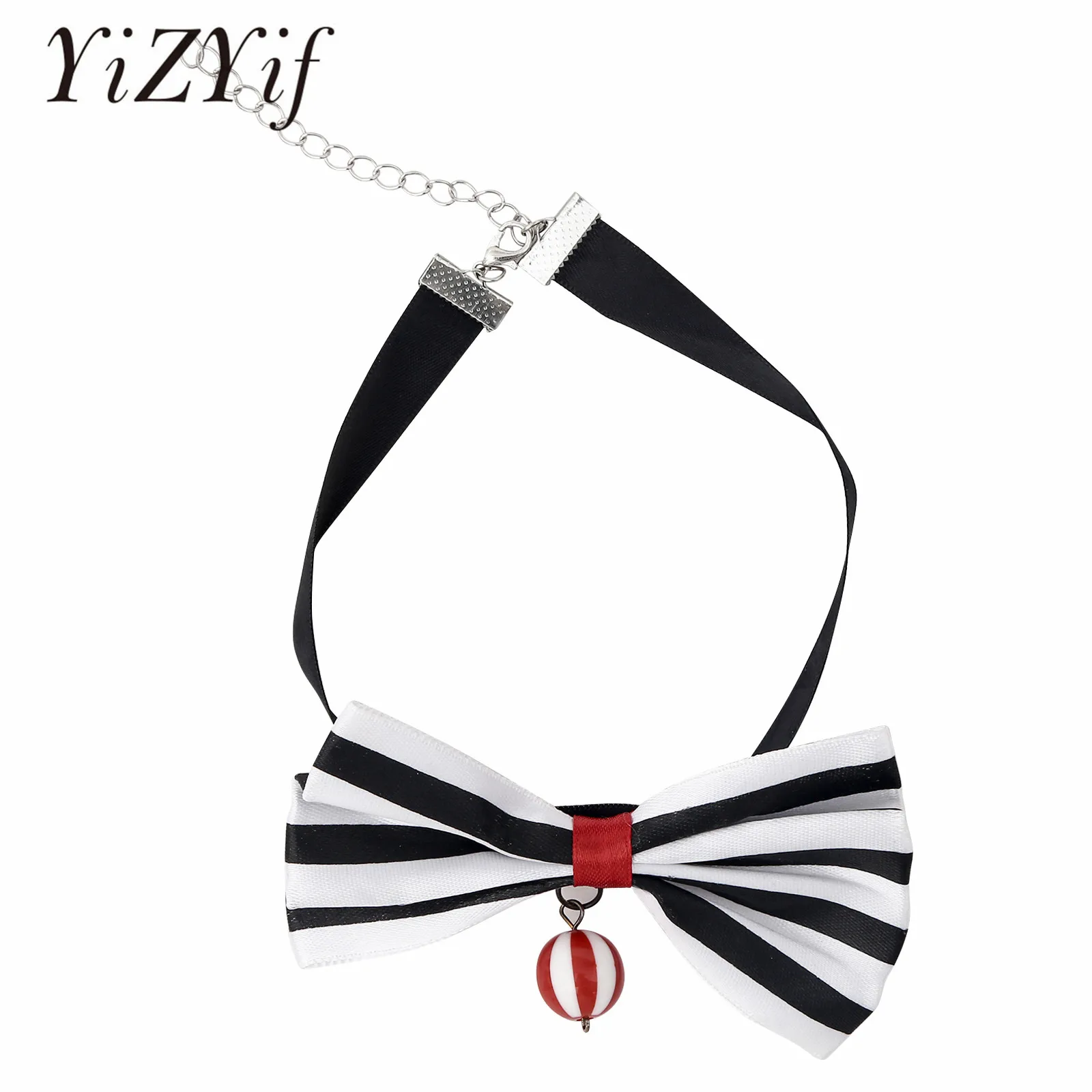 

Men's Adjustable Pre-Tie Bow Ties - Women Bows Halloween Cosplay Costume Accessories Clown Striped Bow Tie Choker Party Jewelry