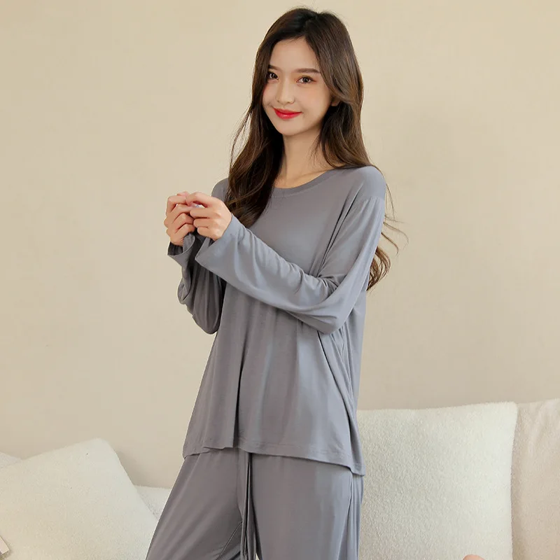 Fashion Korean Pyjama Pour Femme Cotton Housewear Women's Pijamas Suit Spring Autumn Modal Pajamas Set Sleepwear Clothes