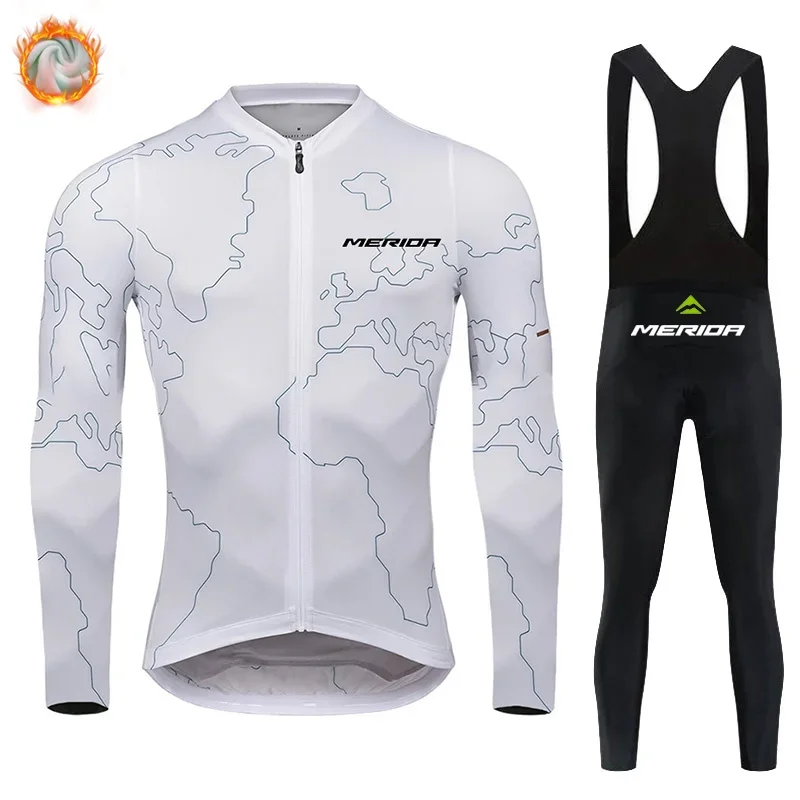 MeridaTeam 2025 Ropa Ciclismo Велосипедная одежда Теплые зимние флисовые майки Мужские