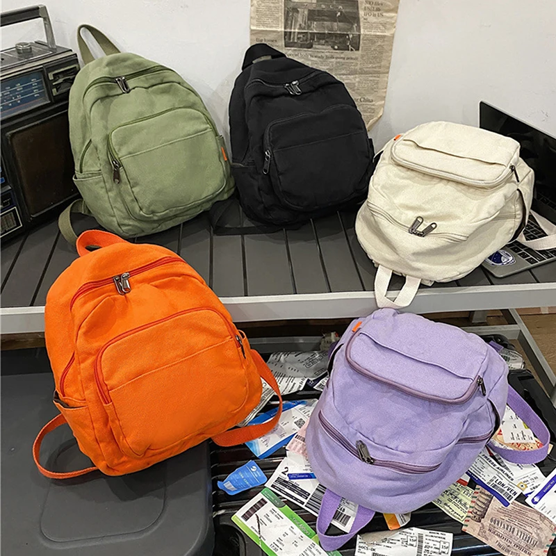 

Canvas Women Small Backpack Vintage Feminina School Mini Backpack Women Bagpack Female Solid Girl Backpack