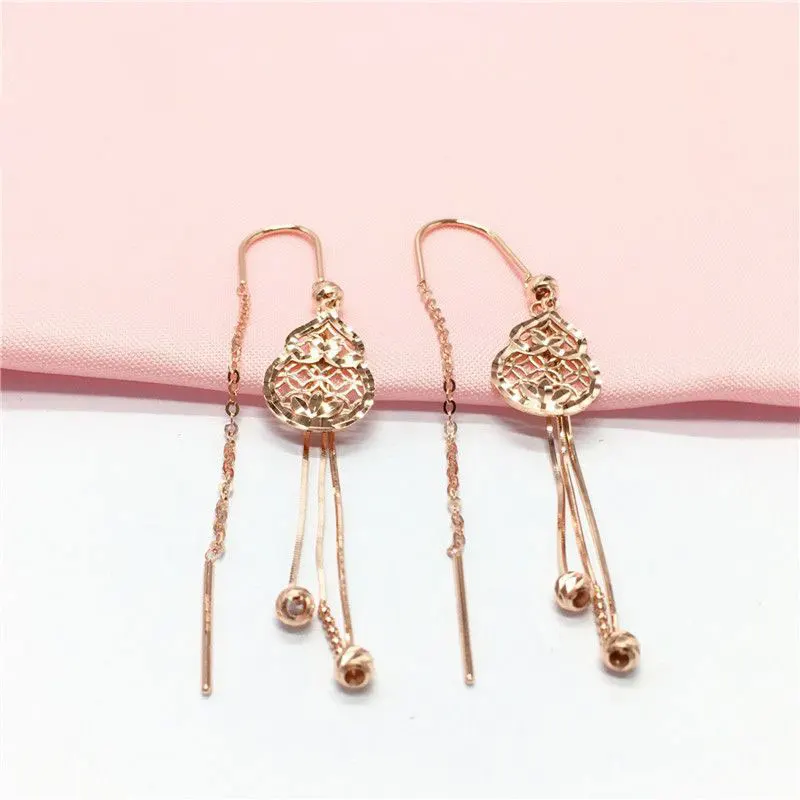 

Женские позолоченные серьги в форме тыквы, U-образные серьги-подвески из розового золота 14 к с пурпурным покрытием, 585