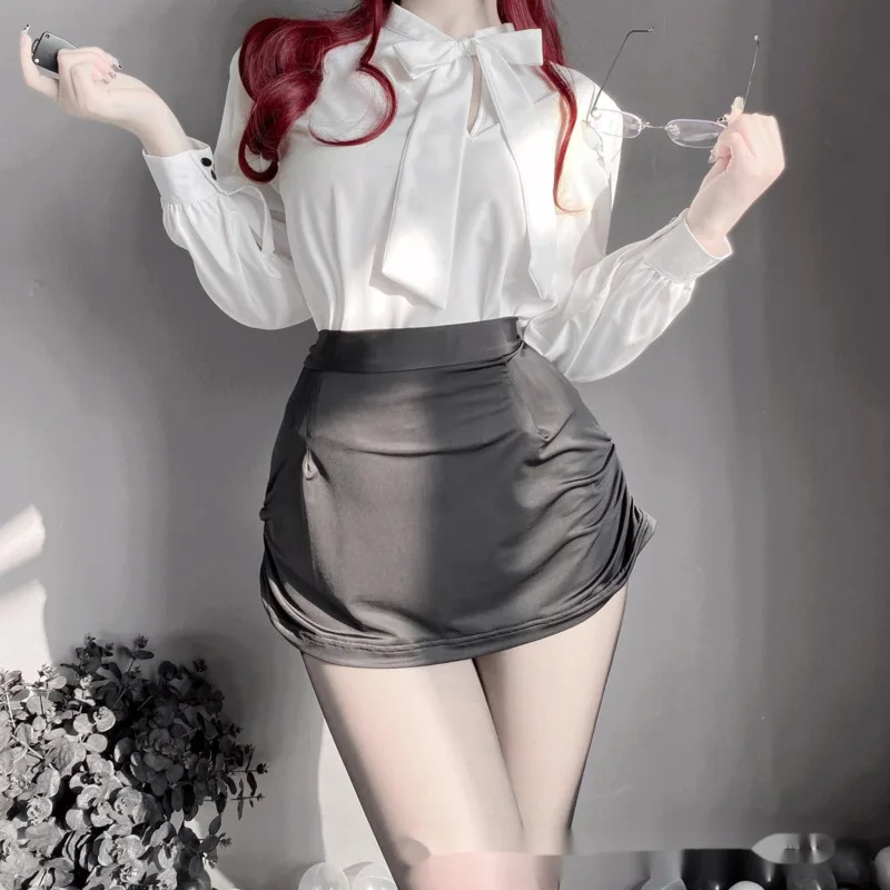 Сексуальная Униформа секретаря для косплея соблазнительная прозрачная офисная