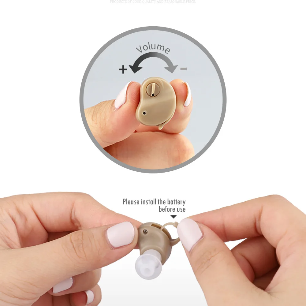 Mini Hearing Aid Micro In-Ear Sound Amplifier Invisible Hearing Aid Headphones Adjustable Volume Sound Collector