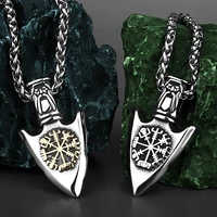 viking retro valknut odin sword gungnir vegvisir pendant necklace viking amulet rune stainless steel necklace jewelry gift