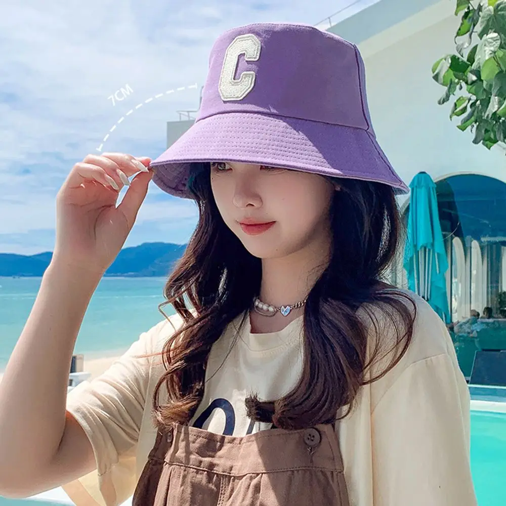 

Панама в Корейском стиле для мужчин и женщин, шляпа от солнца с буквой «С», с простыми широкими полями, однотонная, пляжная