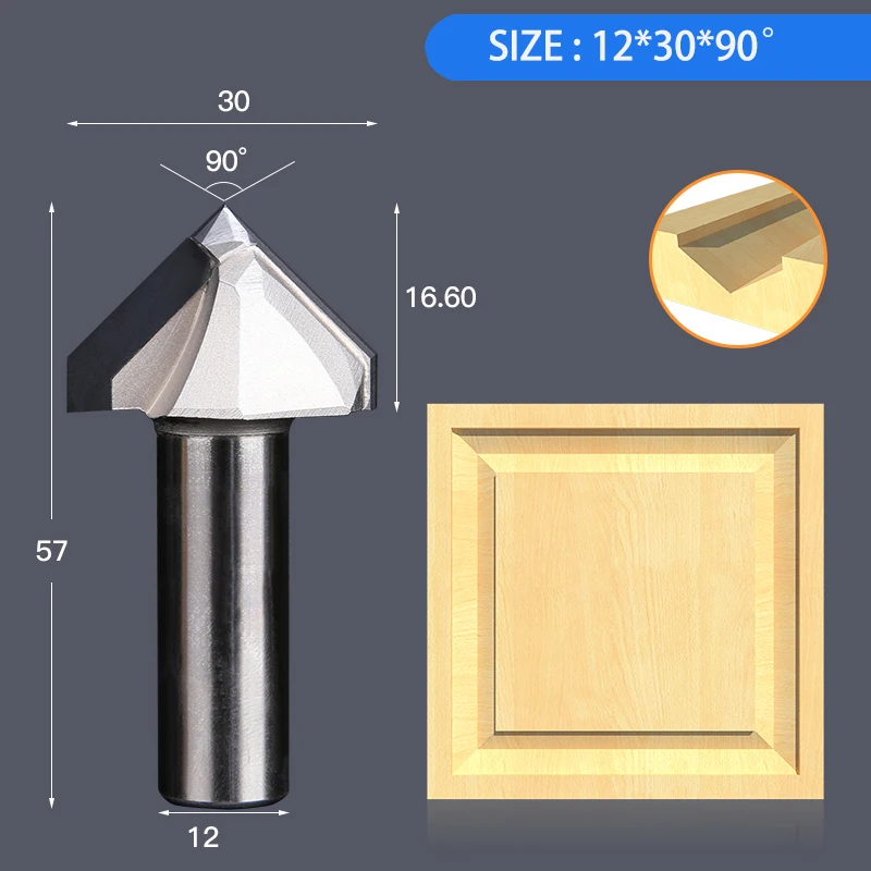 

Vsharp PCD V Bit 90 120 150 градусов Алмазная V-образная фреза 1/2 12 мм хвостовик Деревообрабатывающий резак для дерева МДФ Plyoood Craving