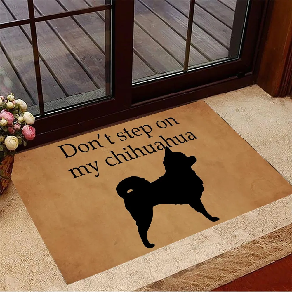 

Забавные высказки CLOOCL «Don't Step On My Chihuahua», коврик для входной двери, домашний коврик с животными и собаками, Мультяшные коврики с 3D принтом, ков...