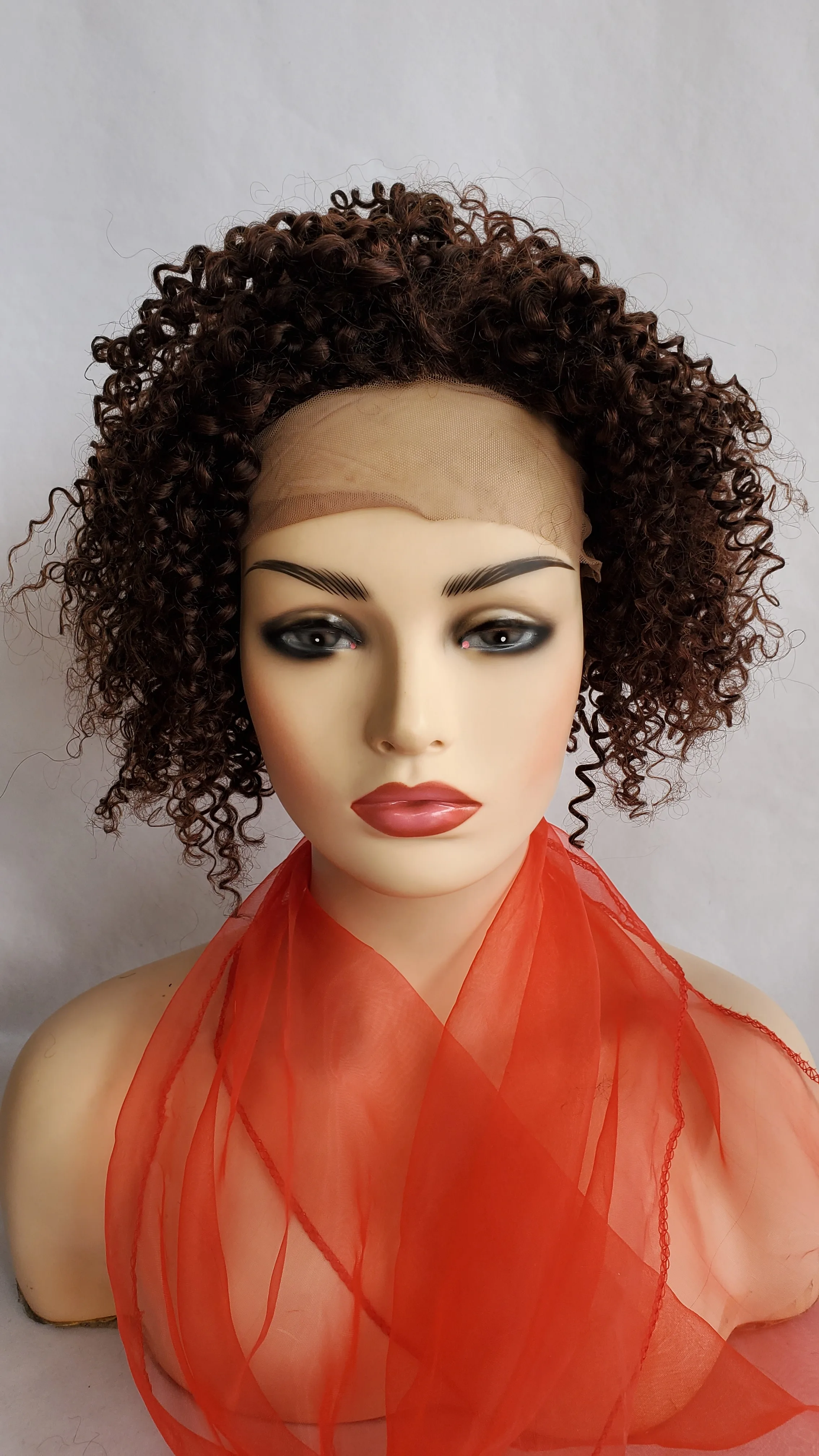 150% Density Short Afro Kinky Curly Black Human HAIR Lace Front Wig for women with body hair