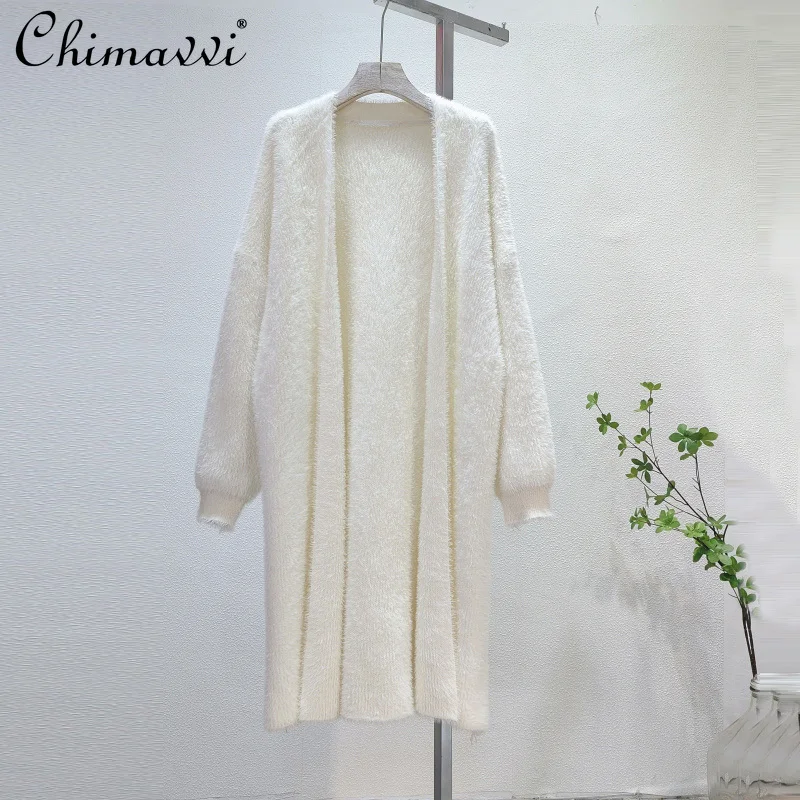 2022 New Winter Clothes Fashion Mink-like Wool White Sweater Women's Loose Temperament Thickened Casual All-Match Knitted Tops