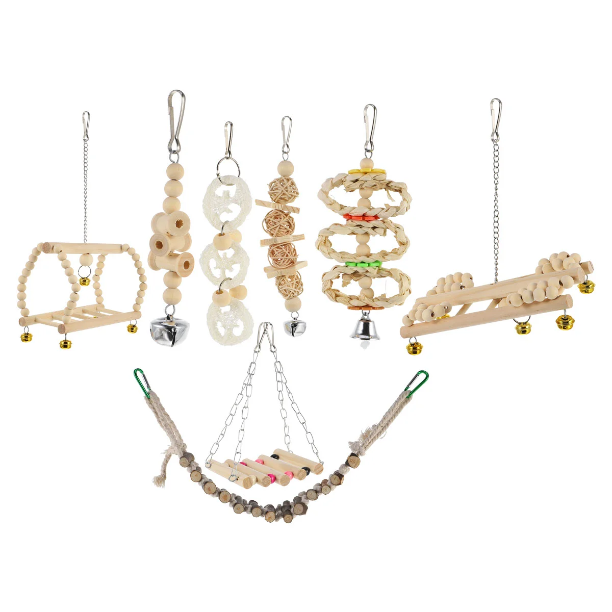 

8pcs Educational Swing Bird Supplies Bird Chew Bird Play Stand for Pet Parrot