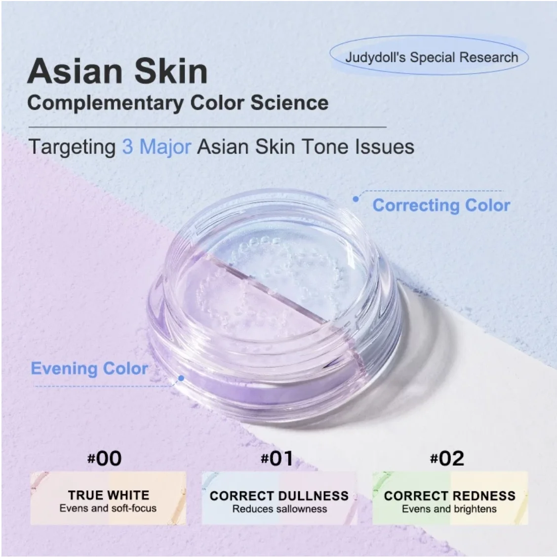 Judydoll Duo Color долговечная рассыпчатая пудра питательная азиатская кожа формула без