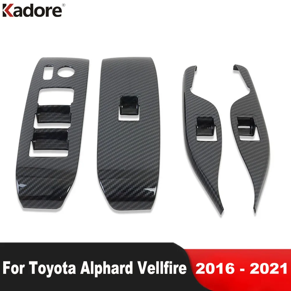 

Accessories For Toyota Alphard Vellfire 2016-2018 2019 2020 2021 Carbon Car Door Armrest Window Lift Switch Button Cover Trim