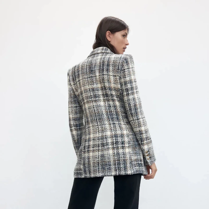 Temperament Commuter Light Mature Style Sub-textured Blazer Autumn and Winter Women's Slim Slimming Double-breasted Lapel Top