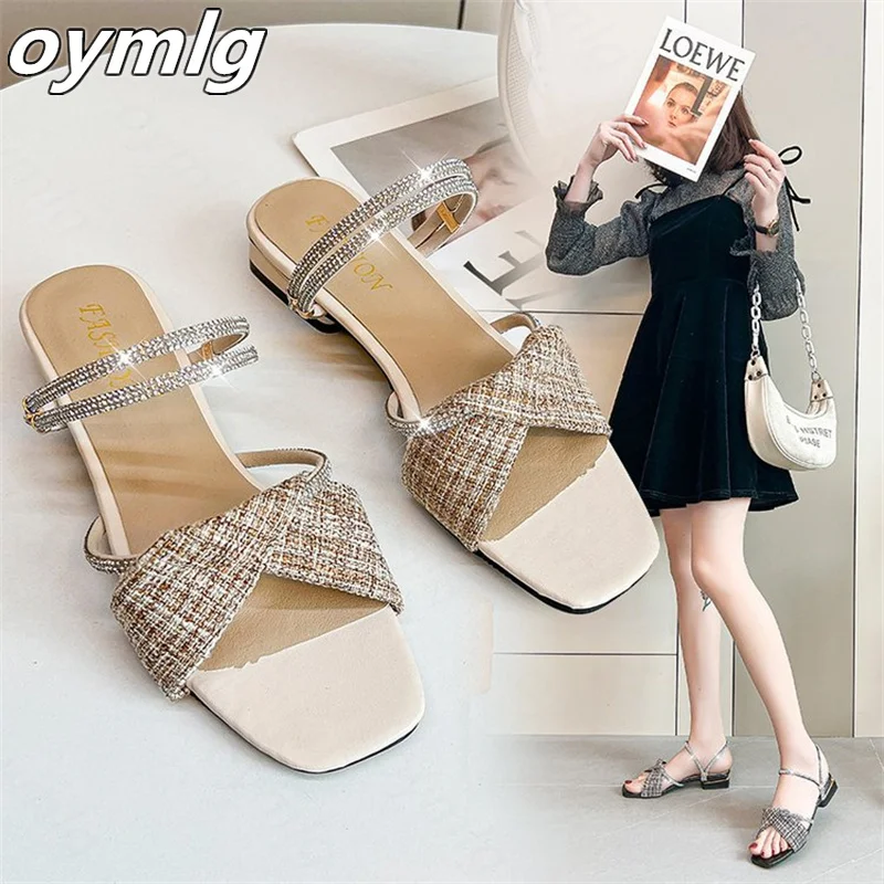 

Sandals slippers women's 2022 new summer thick heel net red sandals women's ins tide flat bottom large size women's shoes 41-43