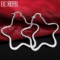 doteffil 925 sterling silver five pointed star 55mm hoop earring for woman fashion party wedding engagement party jewelry
