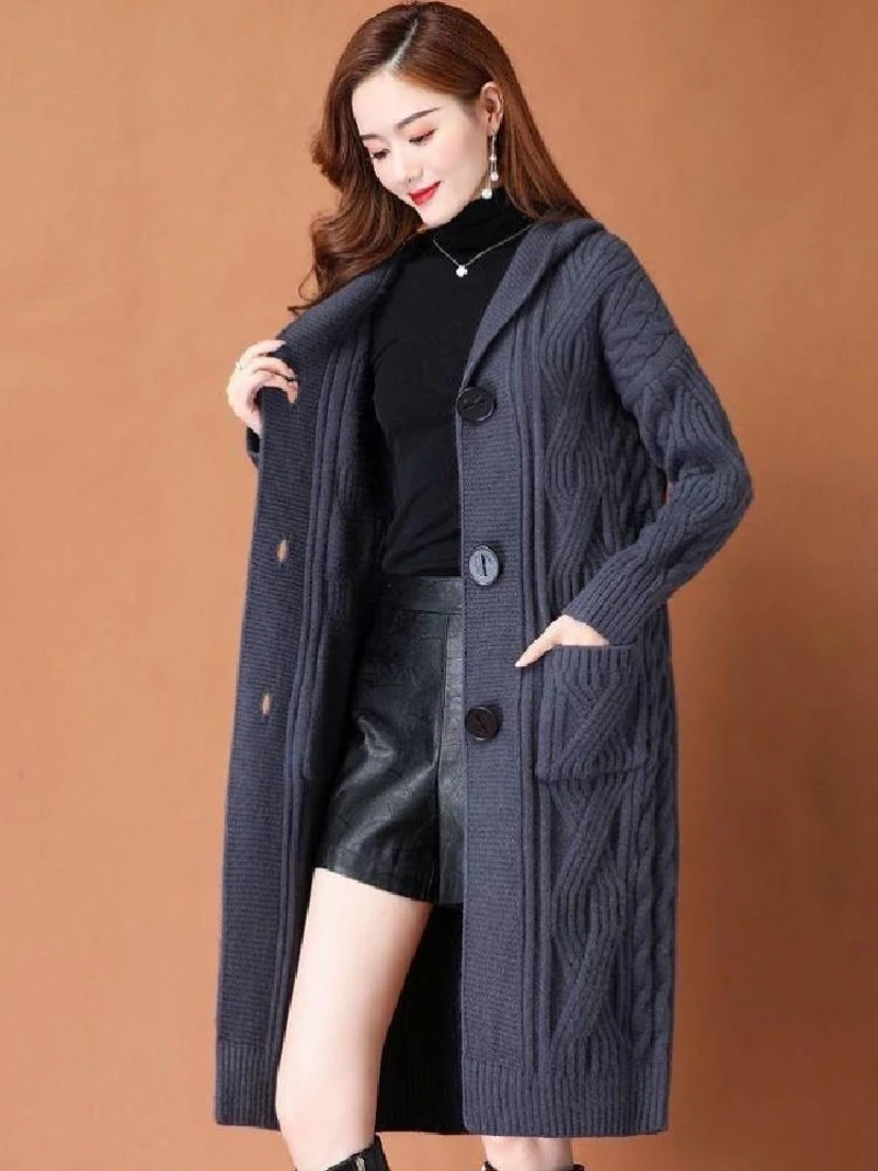 Новый зимний толстый легкий роскошный свитер с капюшоном верхняя одежда