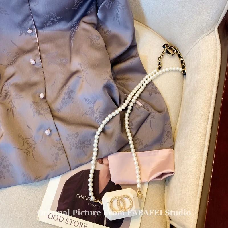 New Chinese Sle Jacquard Tang Suit Coat Female Early Spring 2025 Retro Zen Cardigan Fancy Satin Tops