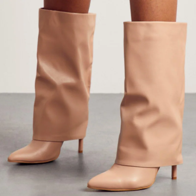 

Women's Autumn and Winter Pants Boots Split High Heels New Women's Boots Cowhide Square Head Knee High Boots Stage Sexy Boots