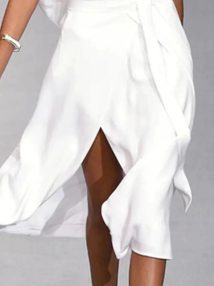 Женское платье с коротким рукавом однотонное Повседневное открытыми плечами и