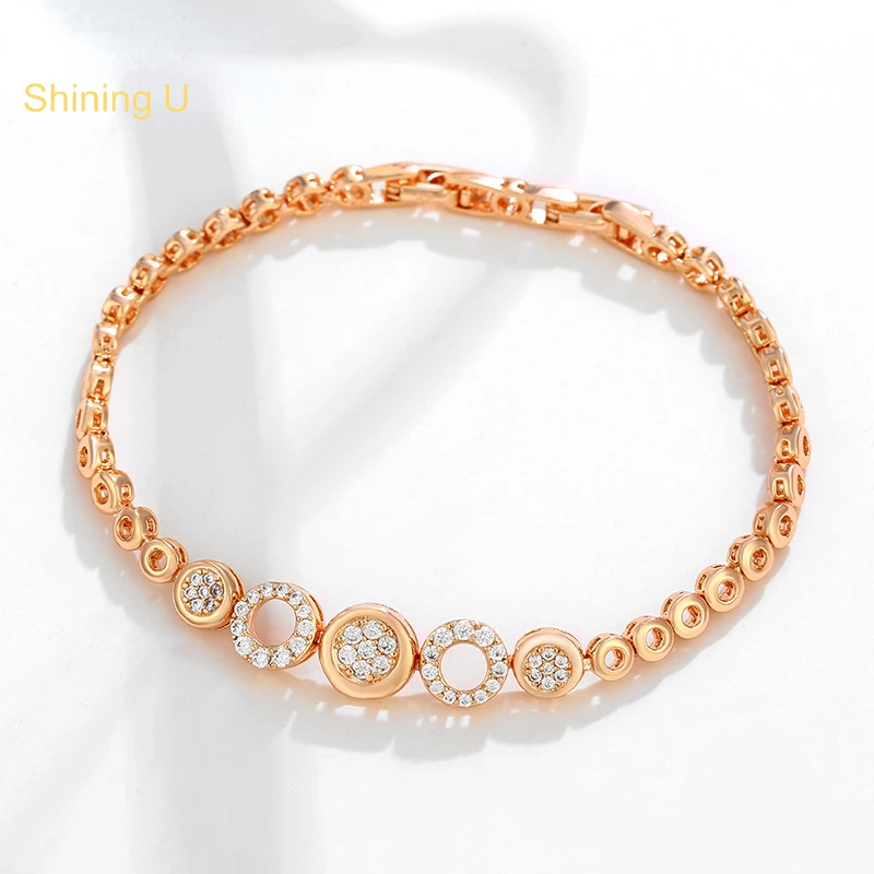 

Shining U 18K Gold Color Round Bracelet Fashion Jewelry for Women Birthday Gift