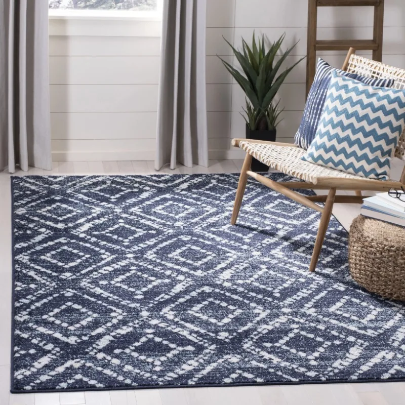 

SAFAVIEH Adirondack Lecia Geometric Area Rug, Navy/Ivory, 6' x 9'