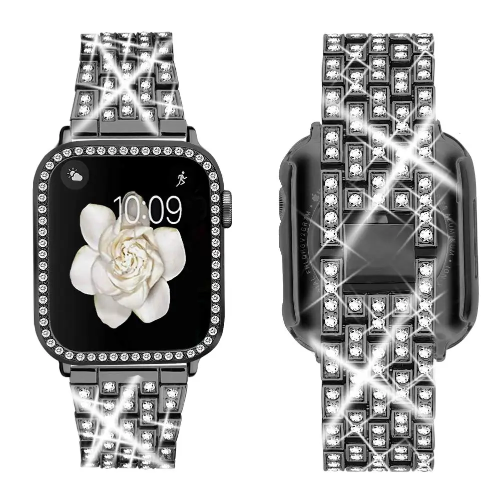 Diamond Case for Apple Watch Series 8 7 6 SE 5 4 3 41mm 45mm 38MM 42MM PC Bumper Protector Accessories Iwatch cover 40mm 44mm