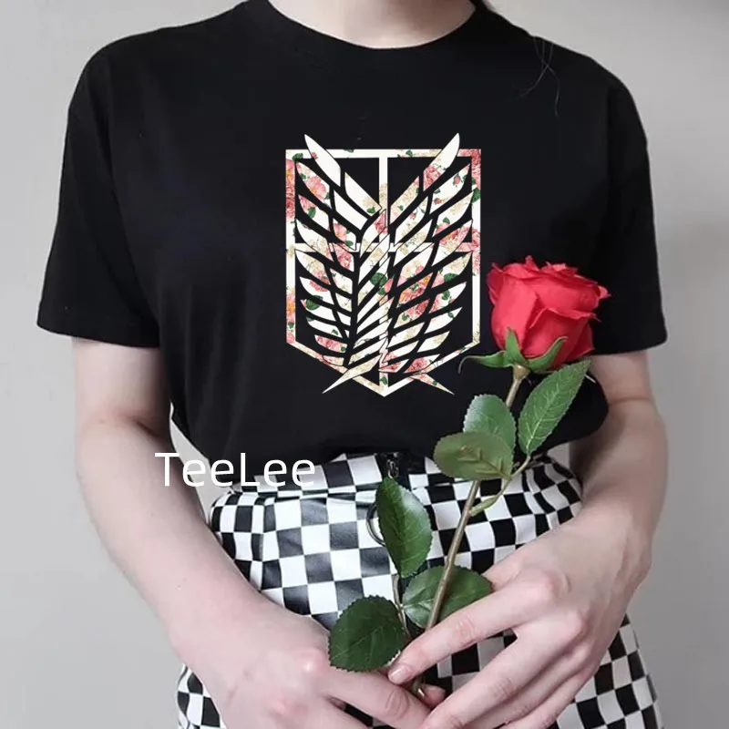

Attack on Titan Women Tshirts Japan Anime Wings Tops Tee Shirts Short Sleeve Harajuku Graphic Female Clothes Streetwear T-shirt