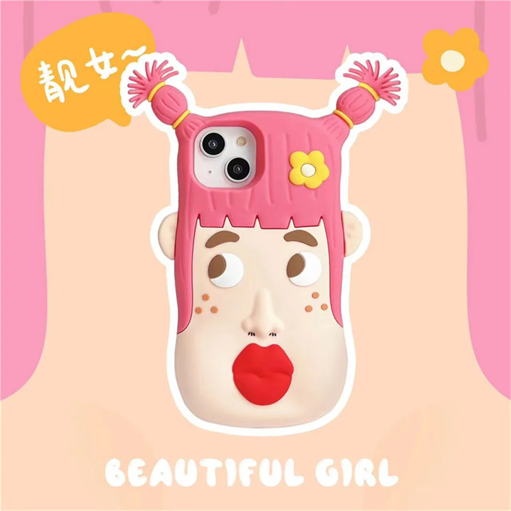 

Cartoon pretty girl Duzui mobile phone protective case is suitable for Apple 14 iphone13/12/11 new fashion silicone shell