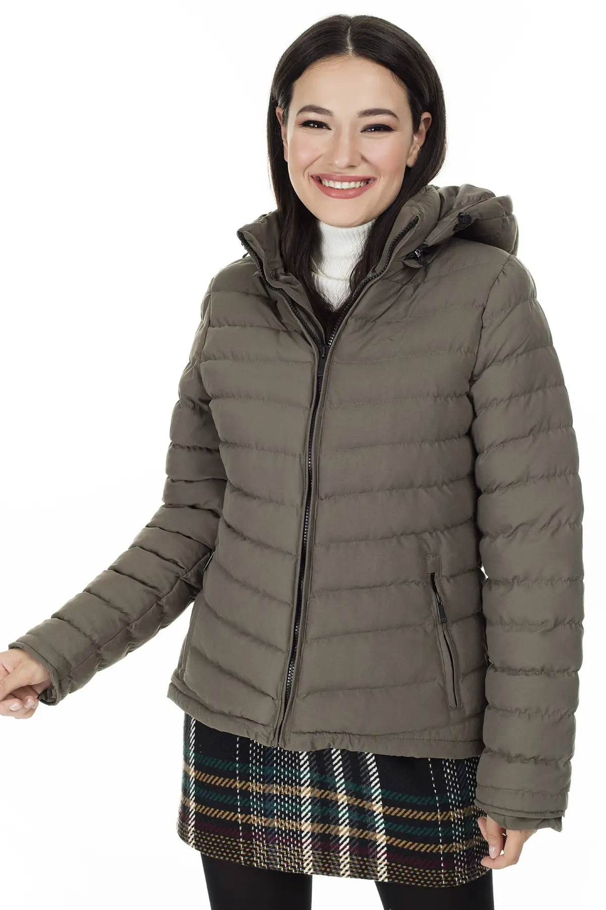 

Women's Khaki Hooded Extra Narrow Cut Coats 5568080 Personalized Design