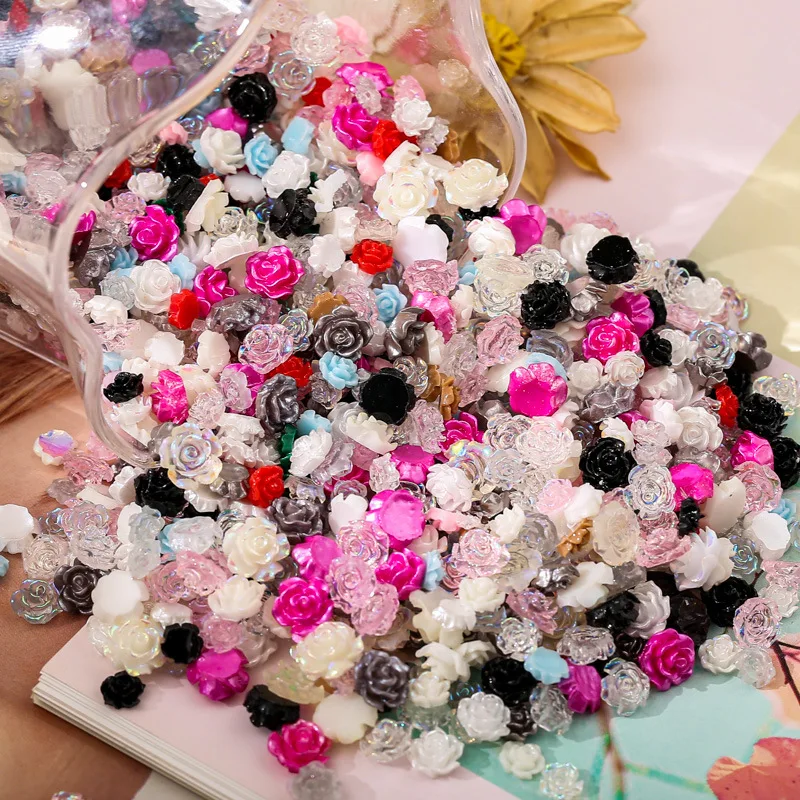 

50Pcs/Bag Nail Charms 3D Resin Starry Sky Drill 21 Styles Nails Art Rhinestones Bow Tie/ Bear/Fish Design Nails Accessories Deco