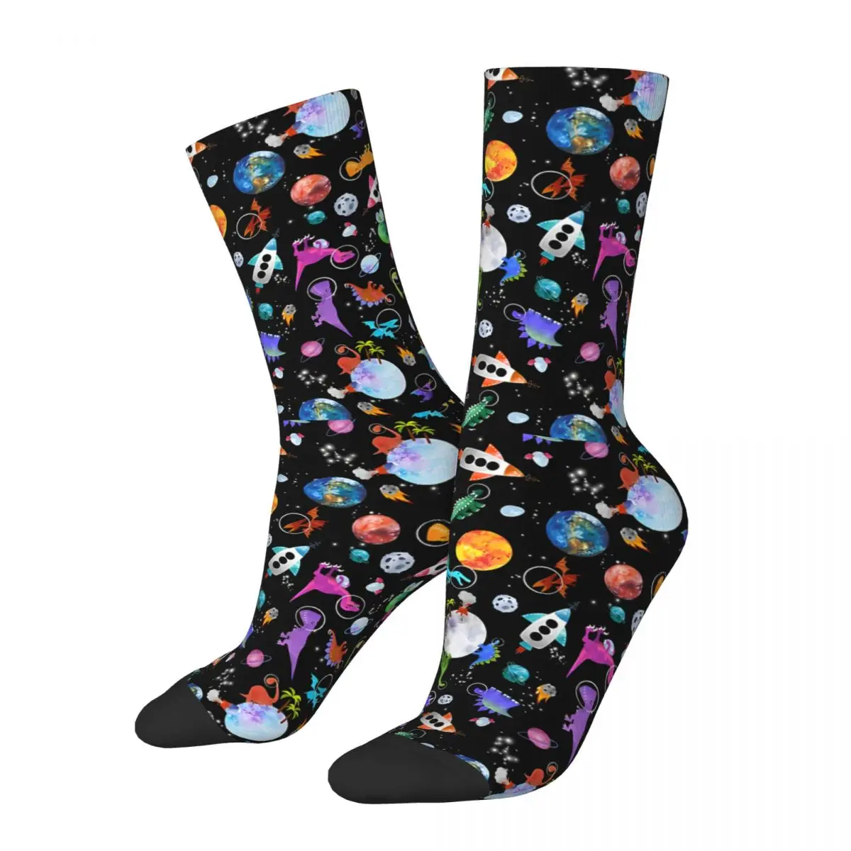 

Astronauts In Outer Space Men's Socks Vintage Harajuku Dinosaur Street Style Novelty Pattern Crew Sock