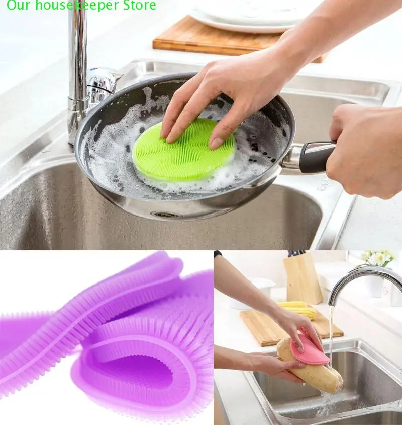 

Multifunctional Silicone Brush Kitchen Dishwashing Sourcing Pad Decontamination Pot and Bowl Cleaning Brush Anti Hot Table Mat