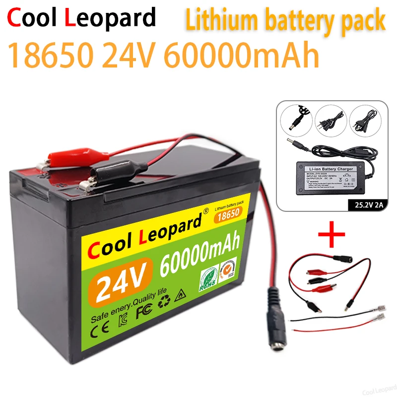 

Cool Leopard 24V 60AH 18650 Lithium Battery ,For Xenon Lamp Lnverter Solar Street Light E-Bike Scooter+ 25.2V 2A Charger