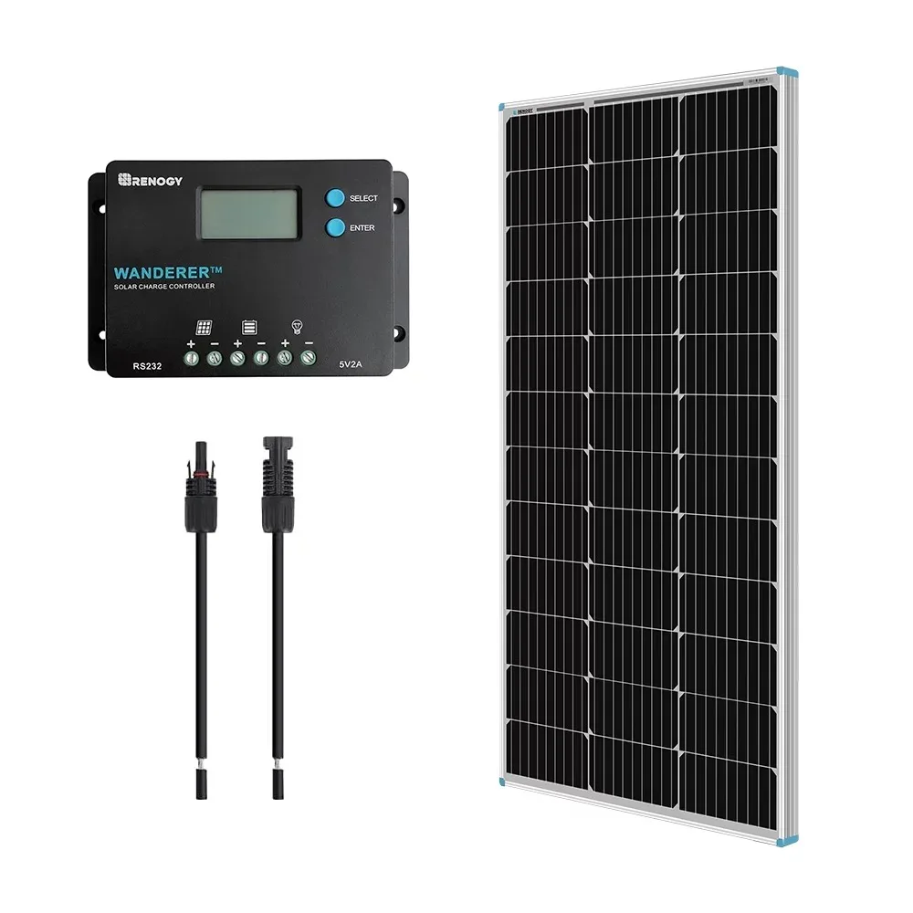 

100W 12V Monocrystalline Solar Bundle Kit With Wanderer 10A Charge Controller