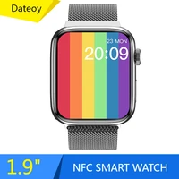 dt7 max smartwatch 2022 bluetooth call nfc smart watch 1 9 wireless charger gps track sport fitness series 7 pk iwo w27 pro